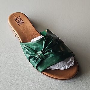 Miz Mooz Women's Green Leather Slide Sandals